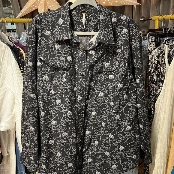 Free People Monogrammed Button-down Shirt Fortune Teller Combo NWOT - Picture 5 of 7